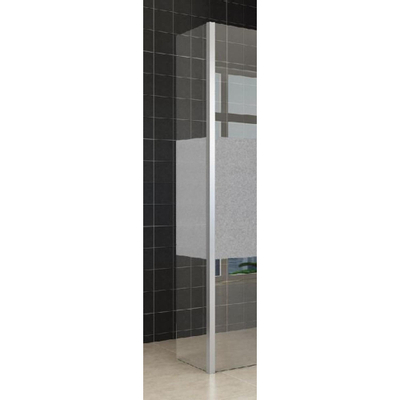 Wiesbaden Panneau latéral 35 x 200 cm avec profil d'angle pour douche à l'italienne chrome avec verre mat NANO 10 mm