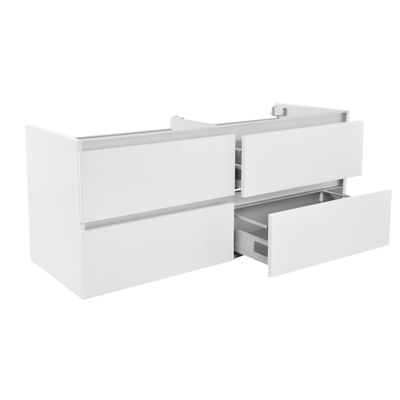 Wiesbaden Vision Meuble sous vasque avec 4 tiroirs 2 découpes 120 x 46 cm blanc brillant