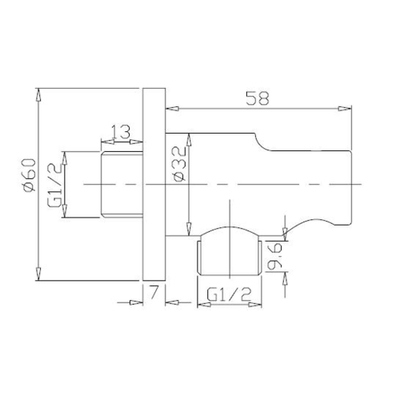 Wiesbaden UniMatch Coude mural de raccordement avec support de douchette rond 1/2" chrome