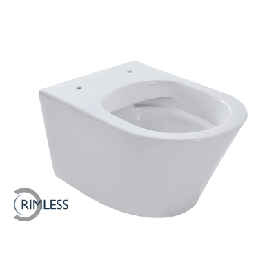 Wiesbaden Vesta hangtoilet – spoelrandloos – diepte 52 cm – met witte softclose zitting – glans wit