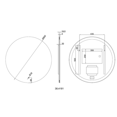 Wiesbaden Soul miroir rond avec LED, dimmable et chauffage miroir 80 cm