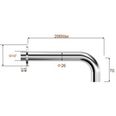 Wiesbaden Caral Baduitloop rond - 20cm 1/2" - chroom