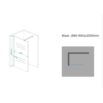 Wiesbaden Comfort Douche à l'italienne 900 x 2000 x 10 mm verre fumé nano/chrome