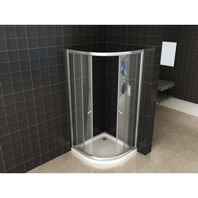 Xellanz Eco douchecabine - kwartronde cabine met twee schuifdeuren nano helder glas/chroom