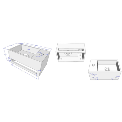 Wiesbaden Julia Fontein rechts - 35x20x16cm - solid surface - mat zwart