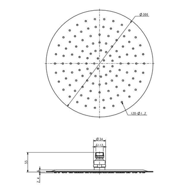 Xellanz Ufo douche de tête - 30cm - rond - 1 jet - chromé
