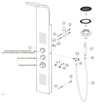 Xellanz Erie colonne de douche thermostatique 148x22 cm inox