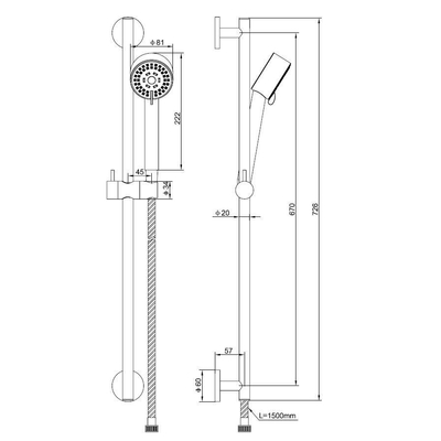 Wiesbaden Cadans Ensemble de douche complet chrome