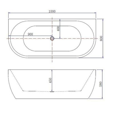 Wiesbaden Wall half vrijstaand ligbad 180x80cm inclusief waste acryl mat wit SHOWROOMMODEL