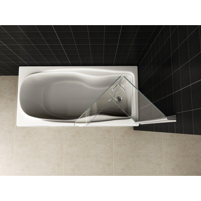 Wiesbaden Cinco Badwand draaibaar - 100x140cm - 6mm - nano helder glas - chroom