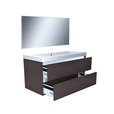 Wiesbaden Vision meubelset met spiegel 100cm houtnerf grijs