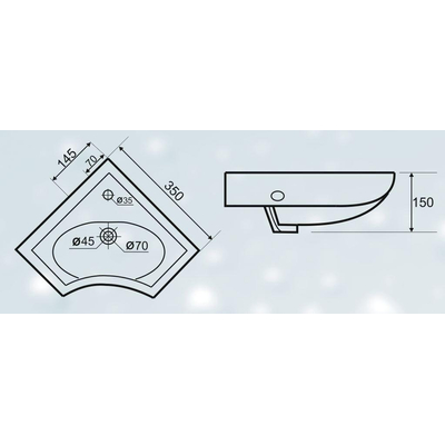 Xellanz Trevi lave-mains d'angle 35 x 35 x 15 cm céramique blanc brillant
