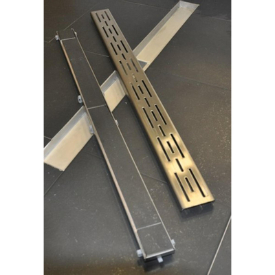 Wiesbaden Grille de caniveau de douche 90 x 7 cm en acier inoxydable