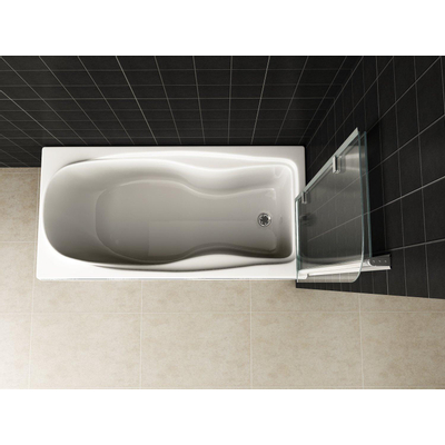 Wiesbaden Cinco paroi de baignoire pivotante 1000 x 1400 x 6 mm verre clair nano/chrome