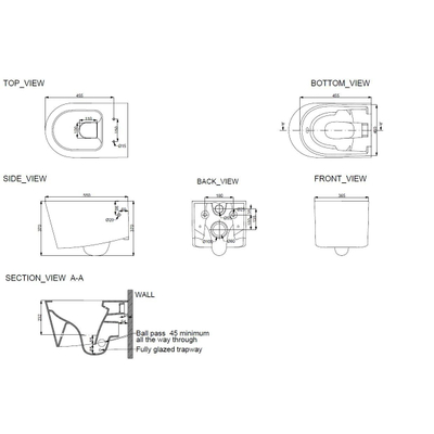 Praya Flow Wiesbaden WC suspendu sans bride avec Nano 55cm à fond creux blanc