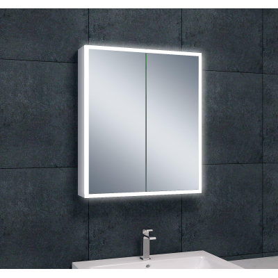 Wiesbaden Quatro Armoire miroir 60x70x13cm avec éclairage avec prise de contact aluminium