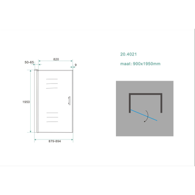 Xellanz Cerra eco nisdeur 900 x 1950 x 6 mm nano helder glas/chroom