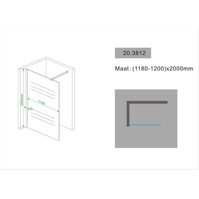 Wiesbaden Comfort inloopdouche 1200 x 2000 x 10 mm nano helder glas/chroom