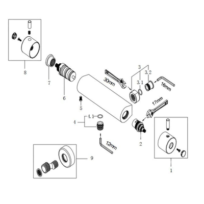 Wiesbaden Caral Cool Touch Mitigeur thermostatique de douche chrome