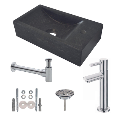 Wiesbaden One pack Lavabo Raw à poser droit 40x22x10 cm en pierre dure adoucie
