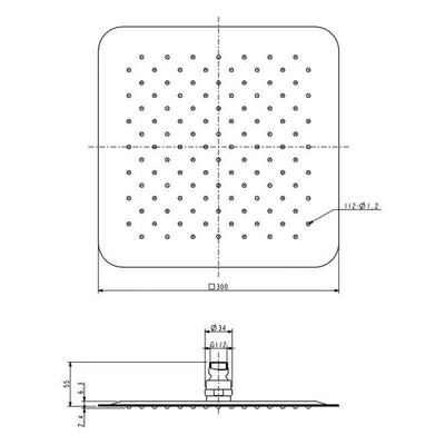 Xellanz Ufo hoofddouche vierkant 30 cm chroom