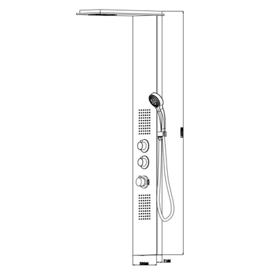 Xellanz Ontario thermostatische douchekolom 150x22 cm RVS SHOWROOMMODEL