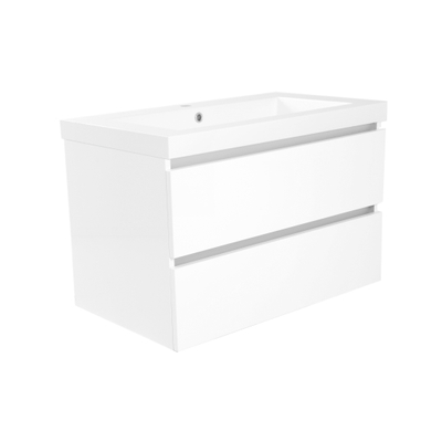 Wiesbaden Vision lavabo simple avec 1 trou de robinet 100x46x5,5 cm en marbre synthétique brillant blanc
