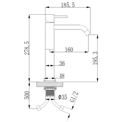 Wiesbaden Style XL wastafelkraan hoog mat zwart SHOWROOMMODEL