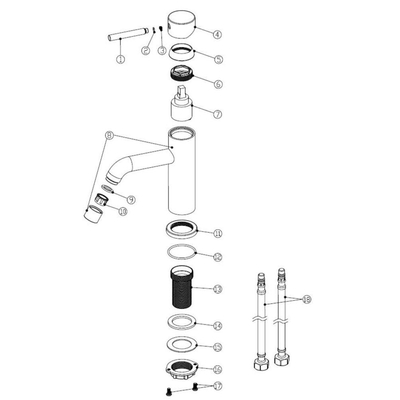 Wiesbaden 304 Mitigeur lavabo avec coldstart acier inoxydable brossé