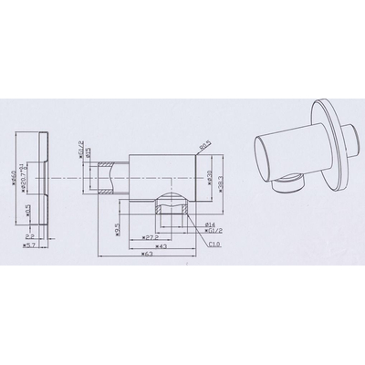 Wiesbaden Wandaansluitbocht rond 1/2" chroom