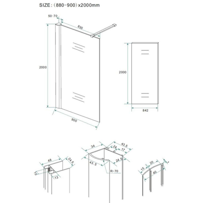 Wiesbaden Comfort Inloopdouche - 90x200cm - 10mm - nano helder glas - chroom