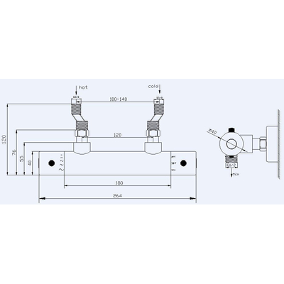 Xellanz Rio thermostatische douchemengkraan 12 cm geborsteld staal