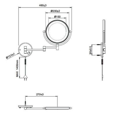 Wiesbaden Home Miroir de maquillage mural - avec éclairage LED - DESTOCKAGE