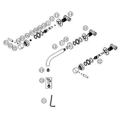 Wiesbaden Caral Mélangeur de lavabo encastrable 2 boutons chrome​