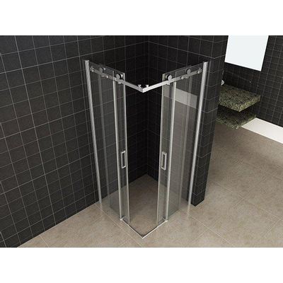 Wiesbaden Entra Hoekinstap cabine - met 2 schuifdeuren - 90x90x200cm - 8mm - nano helder glas - chroom