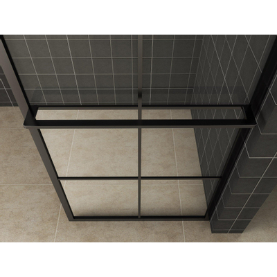 Wiesbaden Maaz Douche à l'italienne avec grille et porte-serviettes 1200 x 2000 x 10 mm verre clair/noir mat