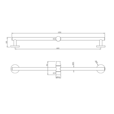 Xellanz Barre de douche ronde 65 cm chrome