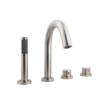 Wiesbaden Caral Mitigeur de bord de baignoire thermostatique 4 trous ensemble de finition avec corps encastré acier brossé