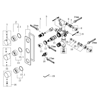 Xellanz Rivaro mitigeur thermostatique encastré 3 voies chrome