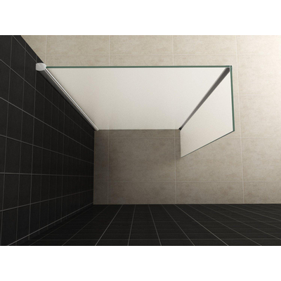 Wiesbaden Panneau latéral 35 x 200 cm avec profil d'angle pour douche à l'italienne chrome avec verre mat intégral NANO 10 mm
