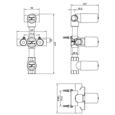 Wiesbaden Bit Corps encastré de mitigeur thermostatique de douche 3 trous