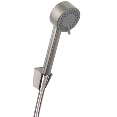 Wiesbaden UniMatch Cadans ensemble de douchette avec douchette 3 positions Ø 8 cm, flexible de douche et support mural orientable acier brossé