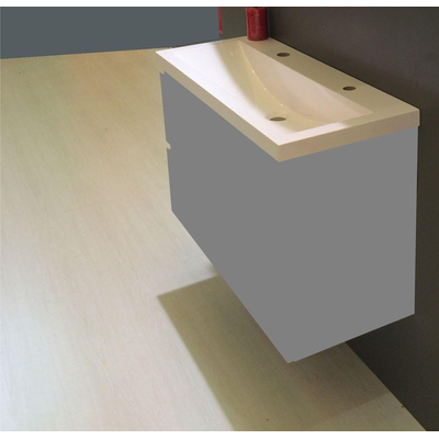 Wiesbaden Flag lavabo simple avec 2 trous de robinet 100x36x4 cm en marbre synthétique brillant blanc