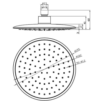 Wiesbaden Hoofddouche rond ABS 200 mm chroom/grijs