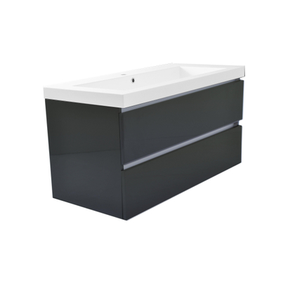 Wiesbaden Vision Meuble sous vasque avec 2 tiroirs 100 x 46 cm gris laqué brillant