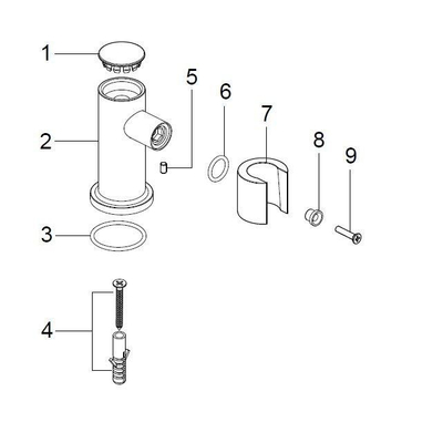 Wiesbaden UniMatch Support de douchette mural inclinable chrome