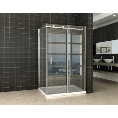 Wiesbaden Pared cabine avec 1 porte coulissante 1200 x 800 x 2000 x 8 mm verre clair nano/chrome