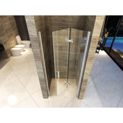 Wiesbaden Maki Porte de niche pliante droite 1000 x 2000 x 8 mm verre clair nano chrome