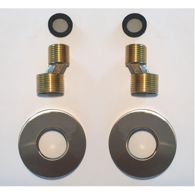 Xellanz Rio set s-koppelingen met rozet voor kraan 15 cm 1/2" x 3/4" geborsteld staal