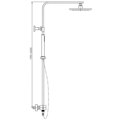 Wiesbaden Rombo douche opbouwset plus thermostatische kraan chroom SHOWROOMMODEL